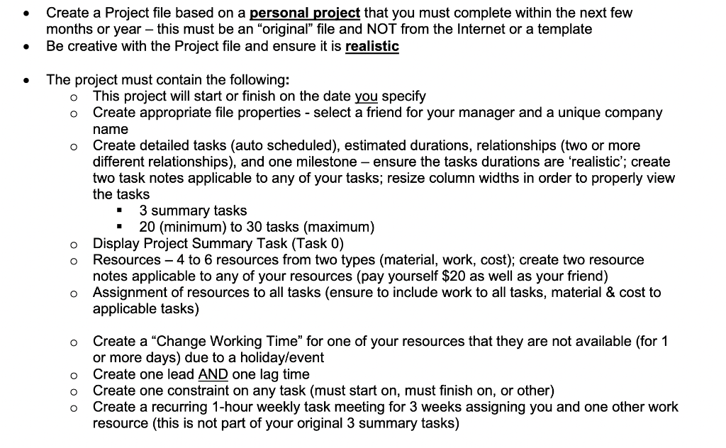 Solved THIS ASSIGNMENT IS TO BE DONE USING MS PROJECT. | Chegg.com