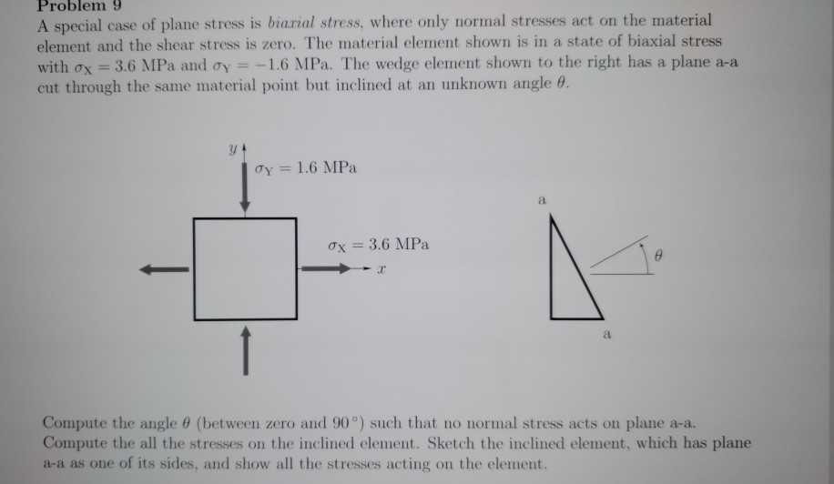 Solved Problem 9 A Special Case Of Plane Stress Is Biarial | Chegg.com