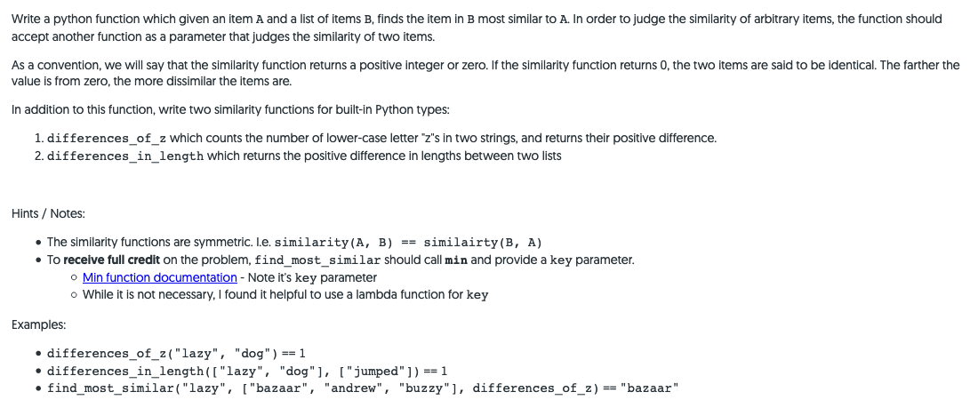 Solved Write a python function which given an item A and a | Chegg.com