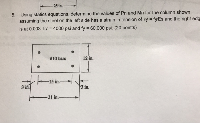 Solved 25 in. Using statics equations, determine the values | Chegg.com