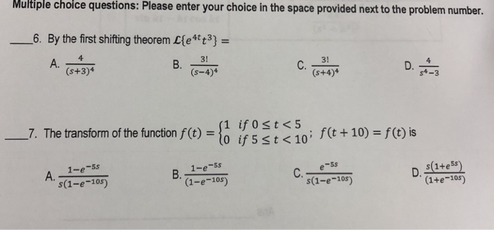 Solved Multiple choice questions: Please enter your choice | Chegg.com
