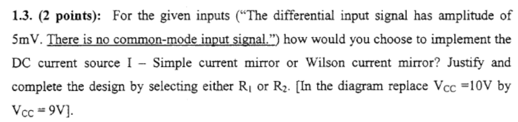 Solved Problem 1 (8 points): A differential amplifier (shown | Chegg.com