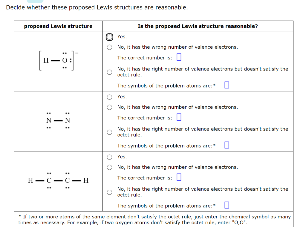 Solved Decide whether these probosed Lewis structures are | Chegg.com