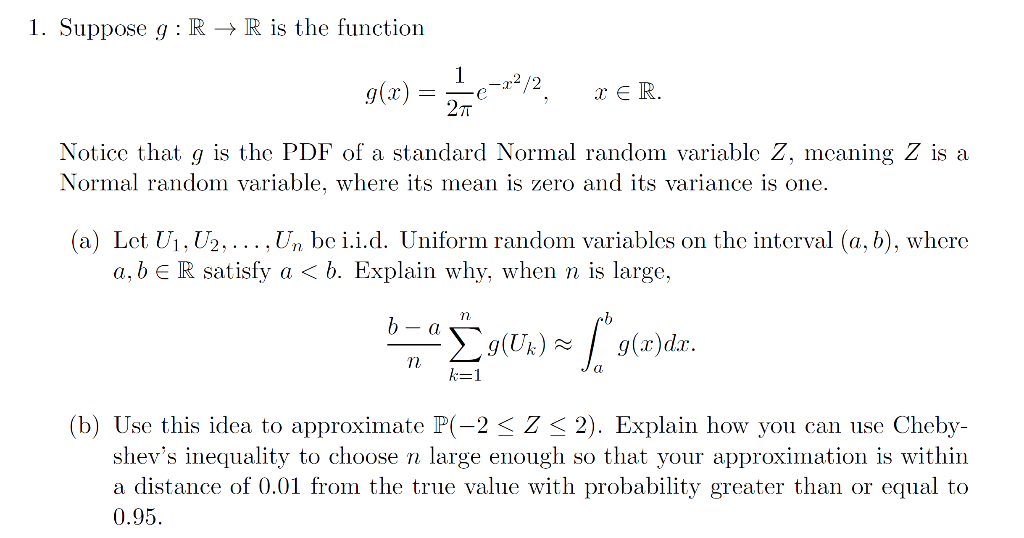 Solved 1 Suppose G R R Is The Function 1 G X Er 2 Chegg Com