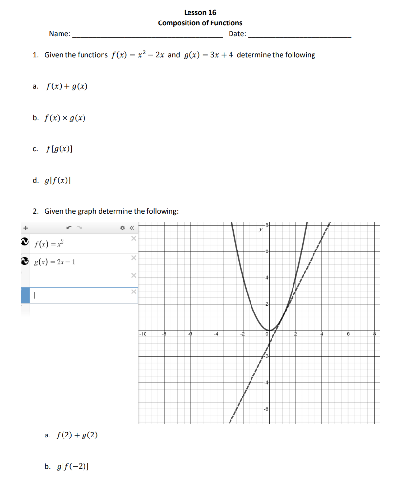 Solved 1 Given The Functions F X X2−2x And G X 3x 4