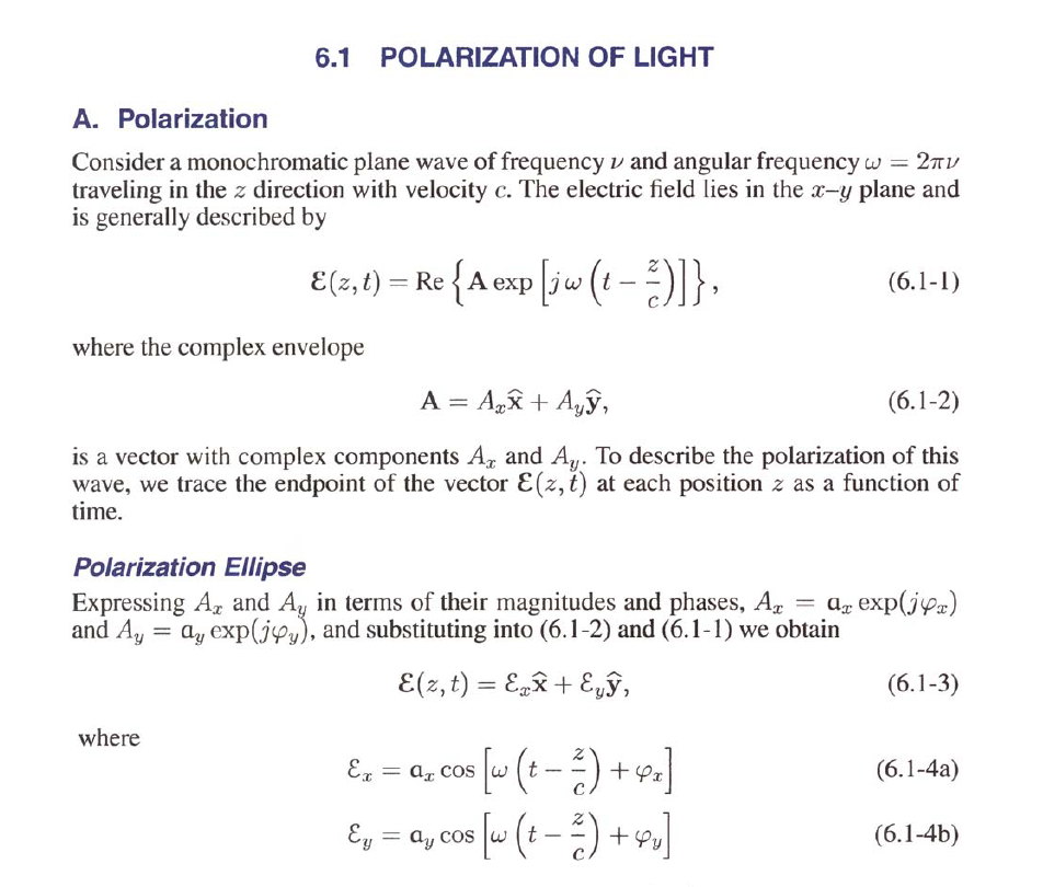 polarized light intensity equation