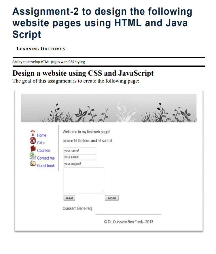 assignment of web page