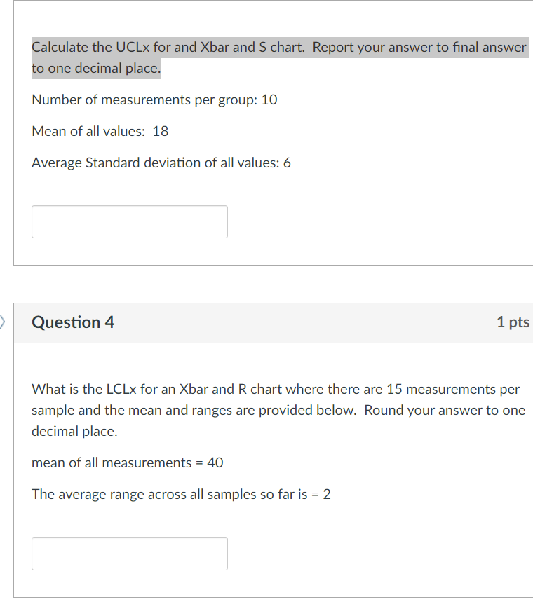 Solved Calculate the UCLx for and Xbar and S chart. Report | Chegg.com