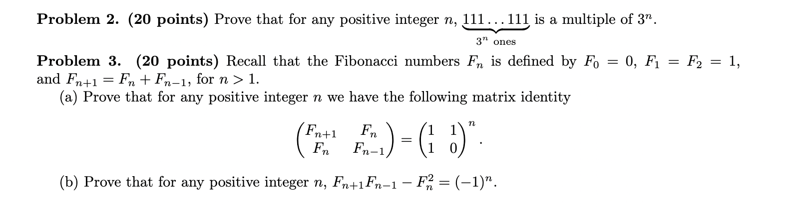 Solved Problem 2. (20 points) Prove that for any positive | Chegg.com