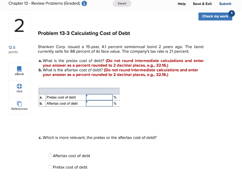 Solved Chapter 13 - Review Problems (Graded) a Saved Help | Chegg.com