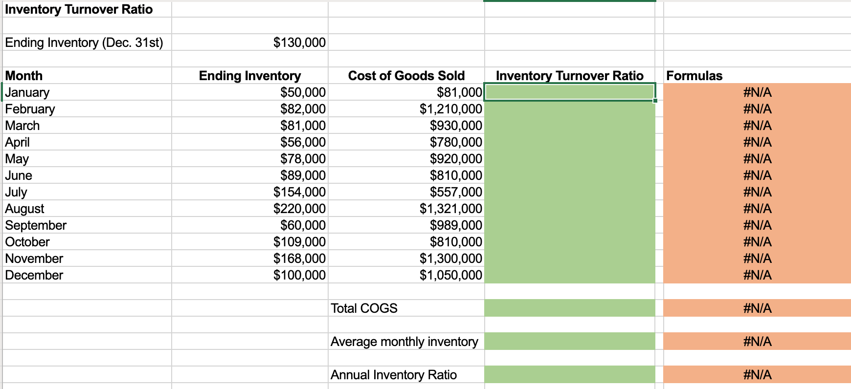 accounting inventory turnover ratio