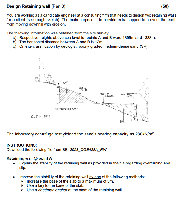 Solved Design Retaining wall (Part 3) You are working as a | Chegg.com