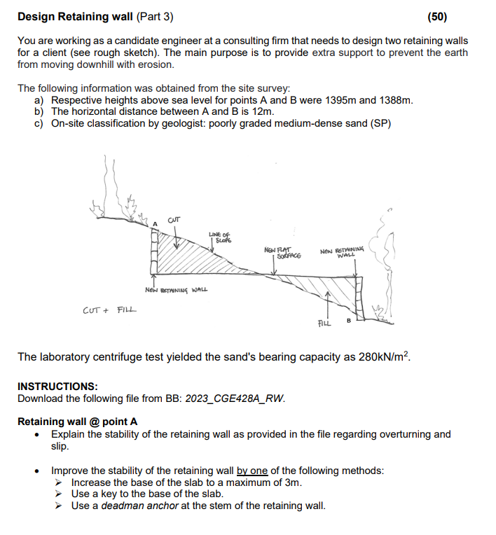 Solved Design Retaining Wall (Part 3) You Are Working As A | Chegg.com