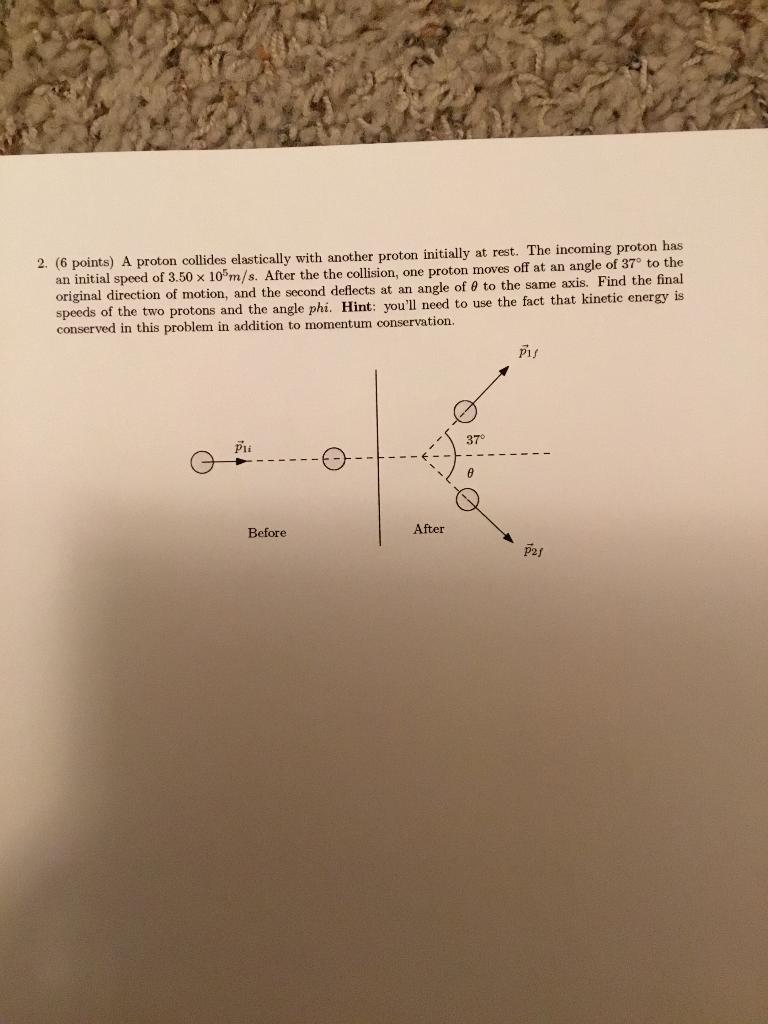 Solved 6 Points A Proton Collides Elastically With Another 7566