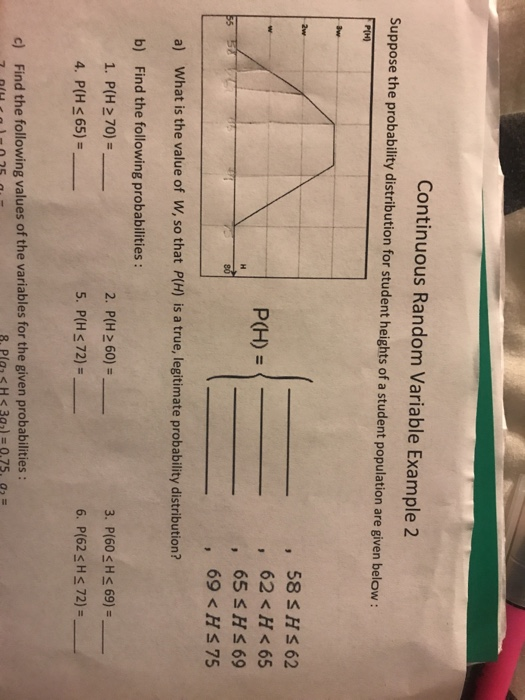 Solved Continuous Random Variable Example 2 Suppose the | Chegg.com