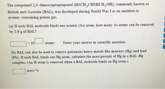 Solved The compound 2, 3-dimercaptopropanol (HSCH_2 CHSHCH_2 | Chegg.com