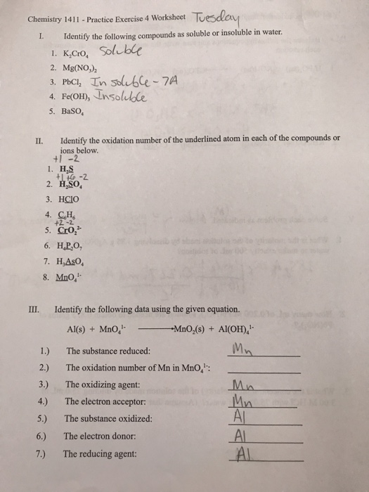 Solved Chemistry 1411- Practic Ebverctic 4 Workshoet Tuesde | Chegg.com