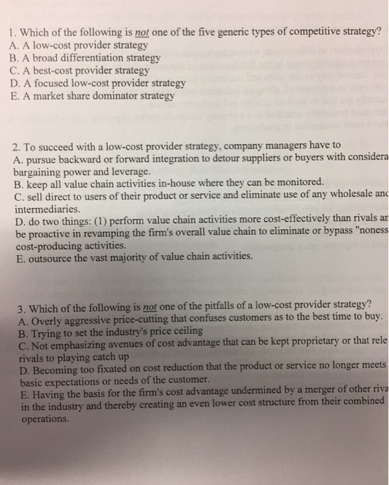 Solved Which of the following is not one of the five generic