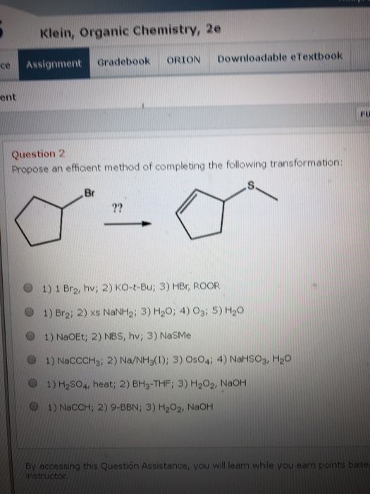 Solved Klein, Organic Chemistry, 2e Assignment Gradebook | Chegg.com