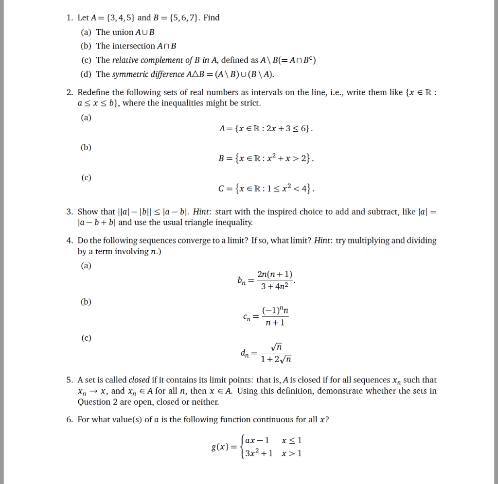 Solved 1. Let A={3,4,5} and B={5,6,7}. Find (a) The union | Chegg.com