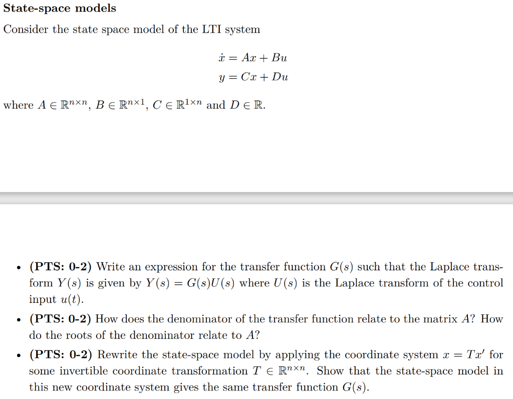 State-space models Consider the state space model of | Chegg.com