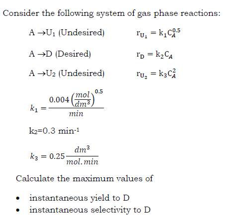 Solved Consider the following system of gas phase reactions: | Chegg.com