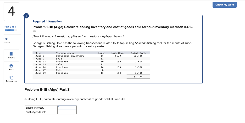 Solved Required information Problem 6-1B (Algo) Calculate