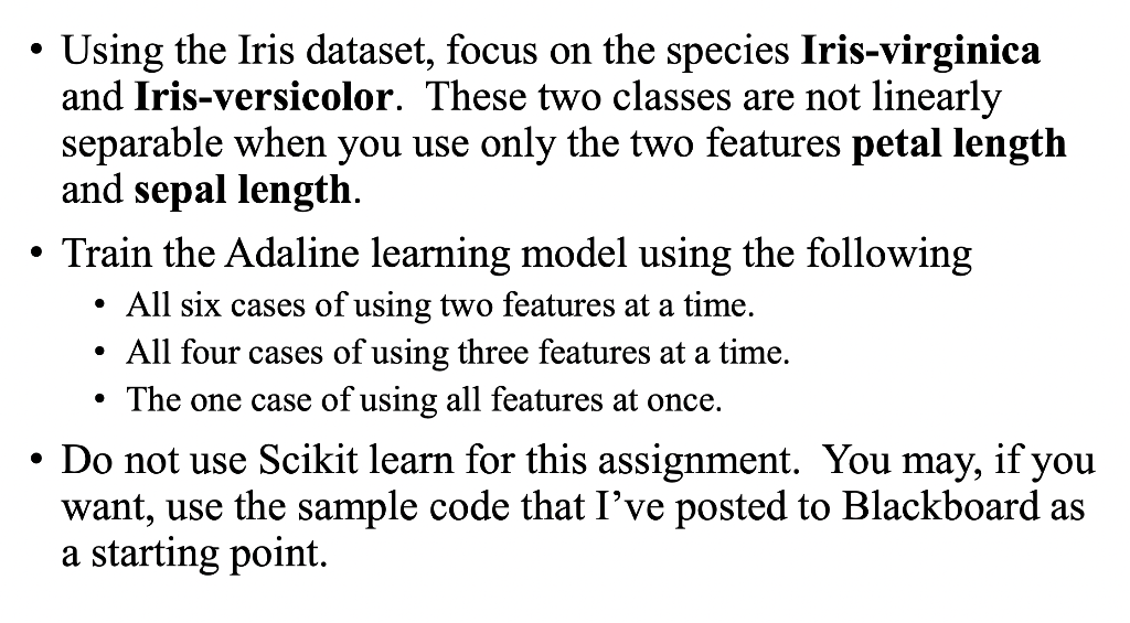 In Python, Using the Iris dataset, focus on | Chegg.com