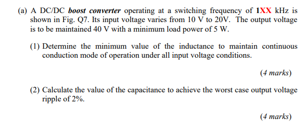 Solved (a) A Dc Dc Boost Converter Operating At A Switching 