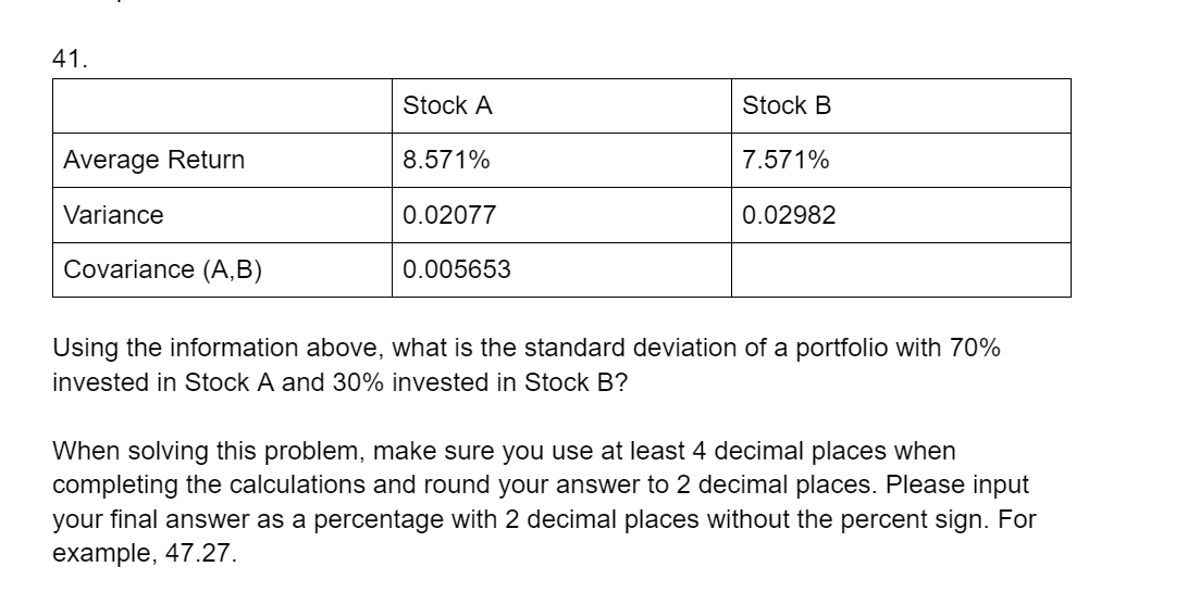 Solved Using The Information Above What Is The Standard Chegg