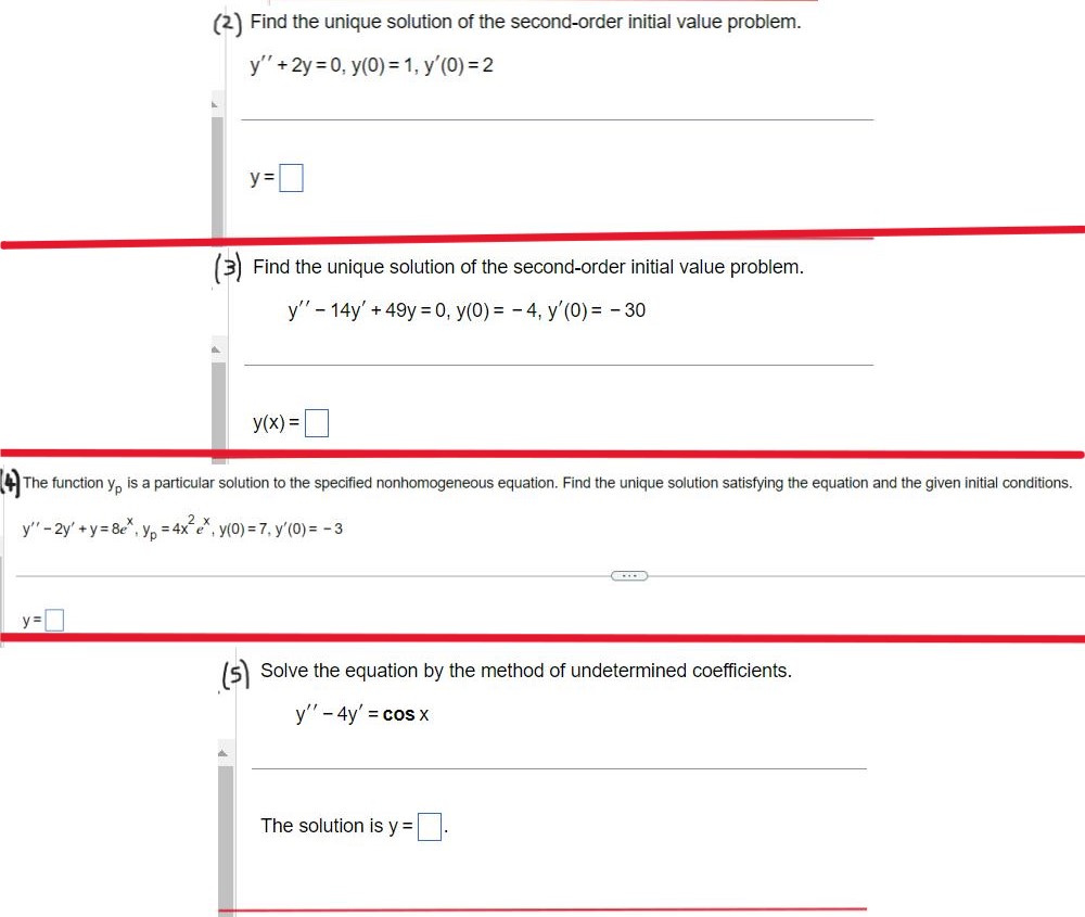 Solved (2) Find the unique solution of the second-order | Chegg.com