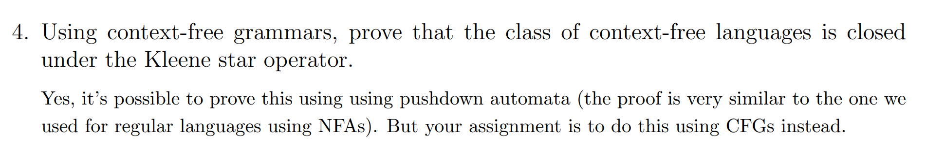 Solved 4. Using context-free grammars, prove that the class | Chegg.com