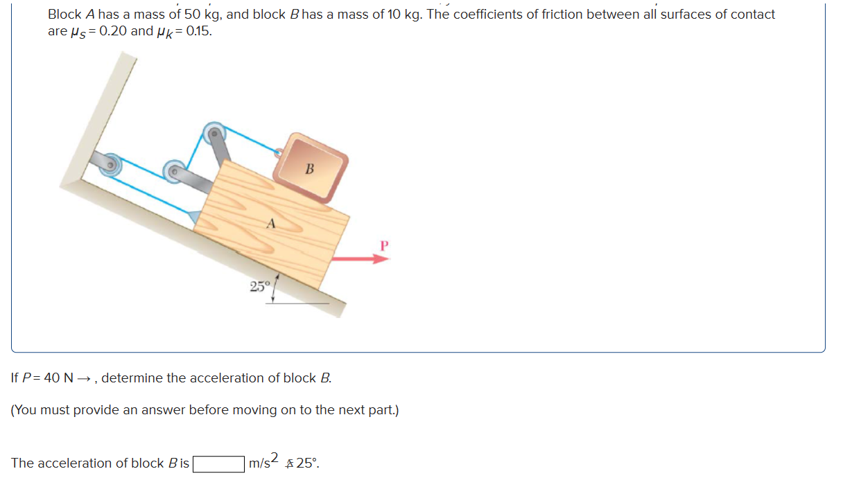 Block A Has A Mass Of 50 Kg, And Block B Has A Mass | Chegg.com