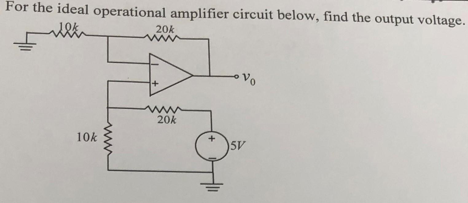 Solved For the ideal operational amplifier circuit below,