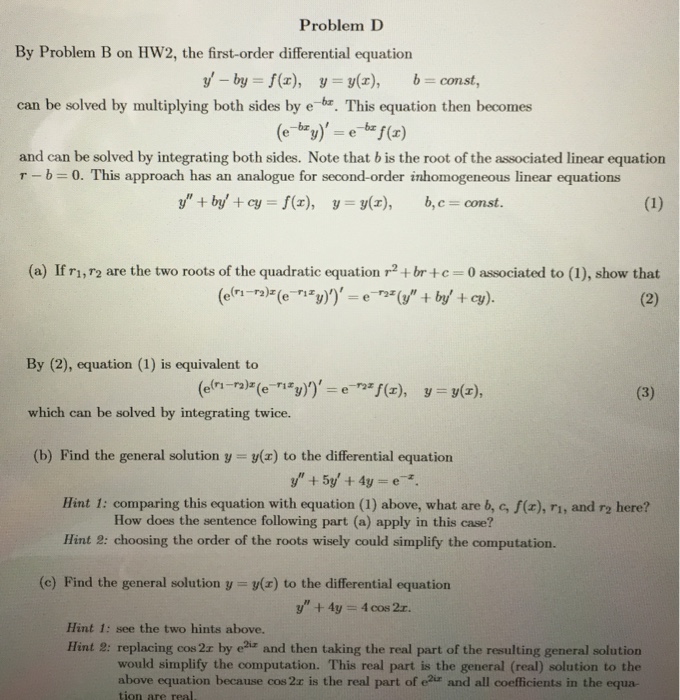 Solved By Problem B On HW2, The First-order Differential | Chegg.com