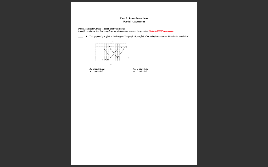 Solved Unit 2. Transformations Partial Assessment Part 1. | Chegg.com