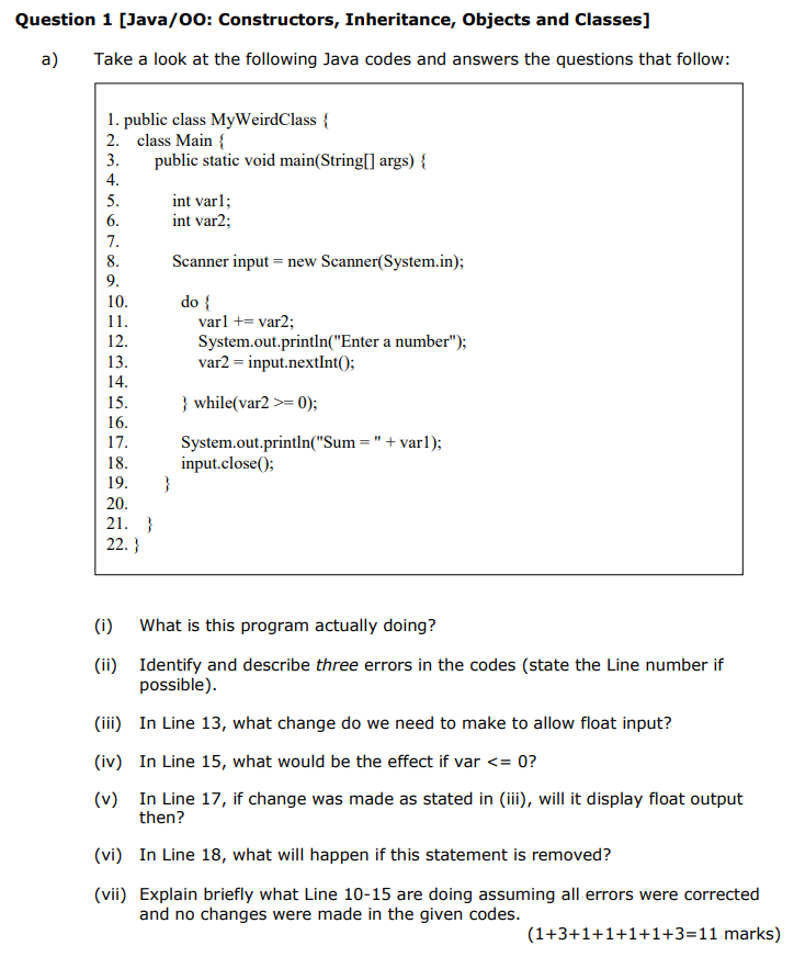 Solved Take A Look At The Following Java Codes And Answers | Chegg.com