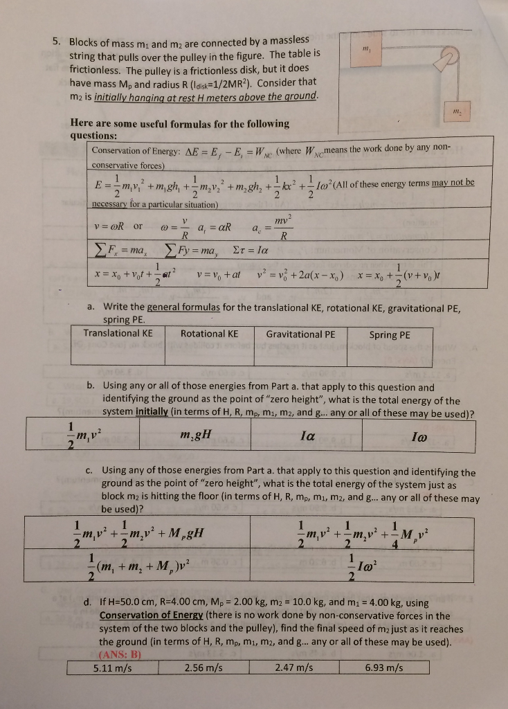 Solved 5 Blocks Of Mass M And M2 Are Connected By A Mas Chegg Com