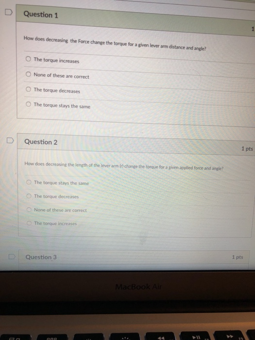 Solved D | Question 1 How does decreasing the Force change | Chegg.com