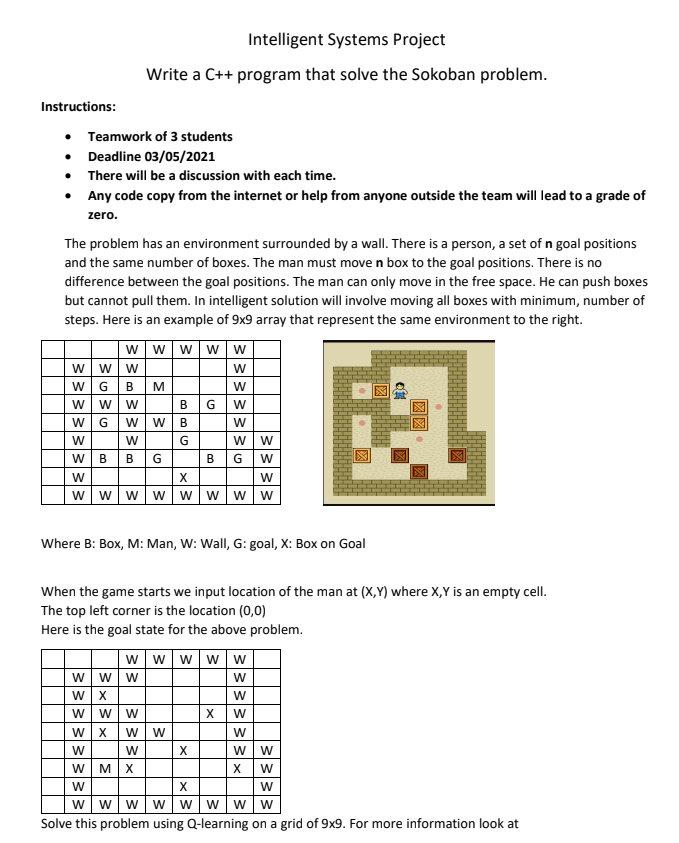 Intelligent Systems Project Write a C++ program that | Chegg.com