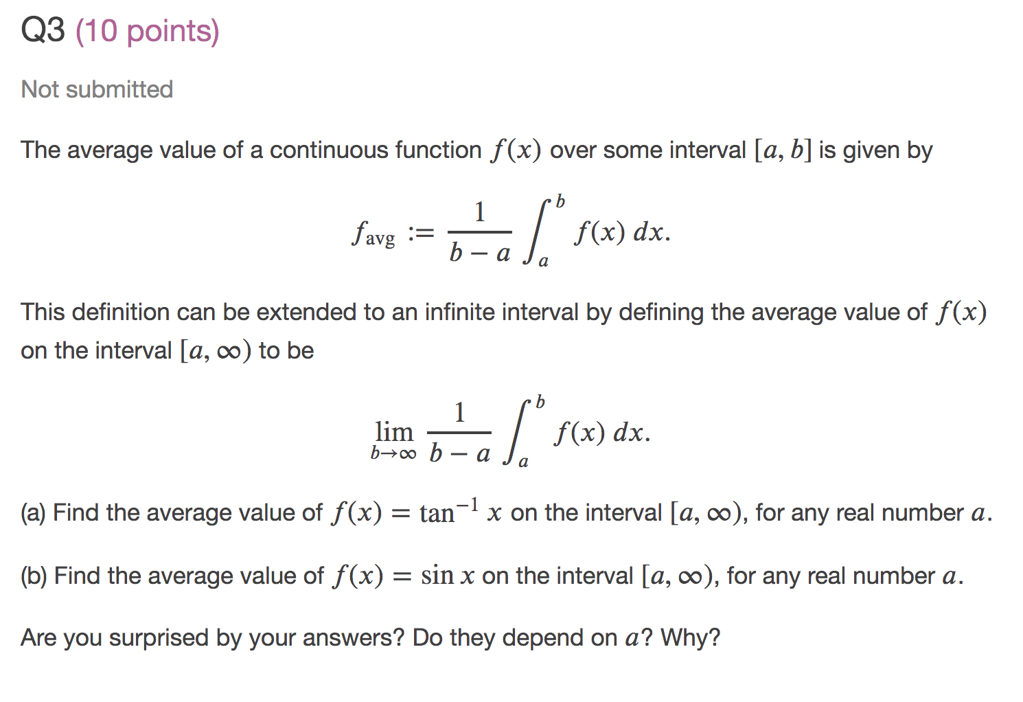 Q3 10 Points Not Submitted The Average Value Of A Chegg Com