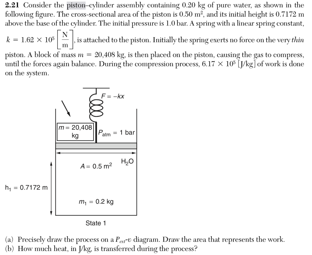 Solved 2.21 Consider the pistoncylinder assembly containing