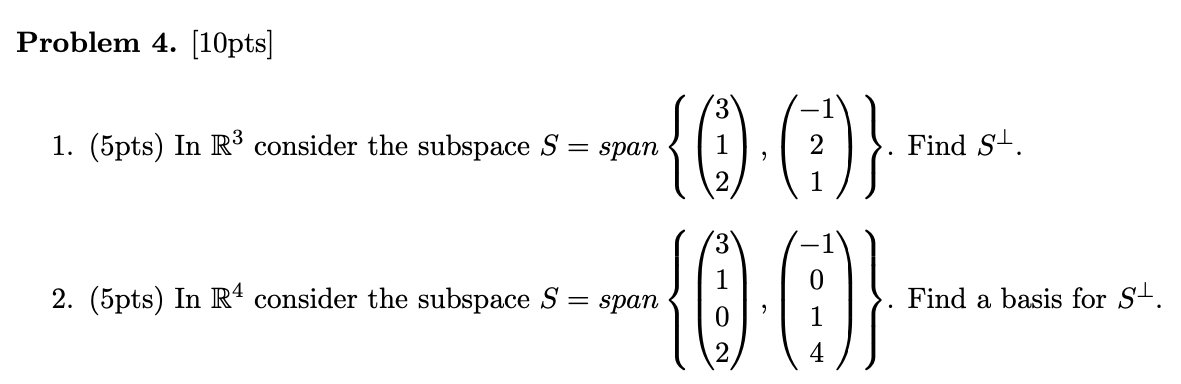 Solved 1. (5pts) In R3 consider the subspace | Chegg.com