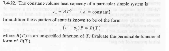 Solved C = AT 7.4-22. The constant-volume heat capacity of a | Chegg.com