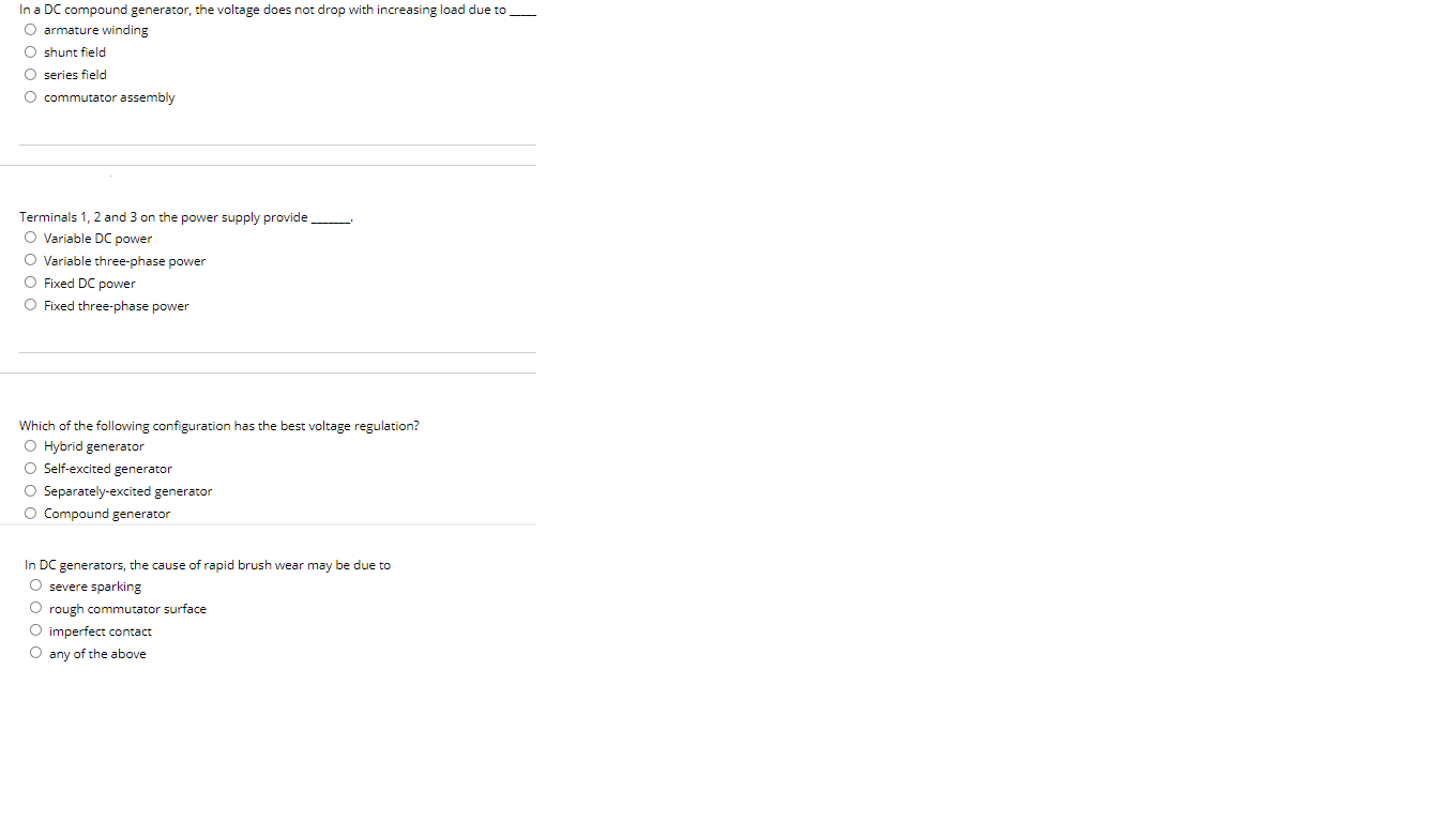 Solved In a DC compound generator, the voltage does not drop