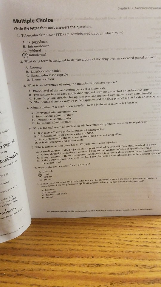Solved Chapter 4 Medication Preparation Multiple Choice