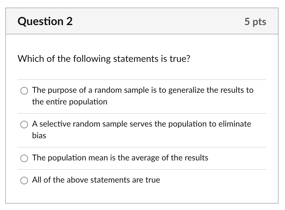 Solved Question 2 5 pts Which of the following statements is | Chegg.com