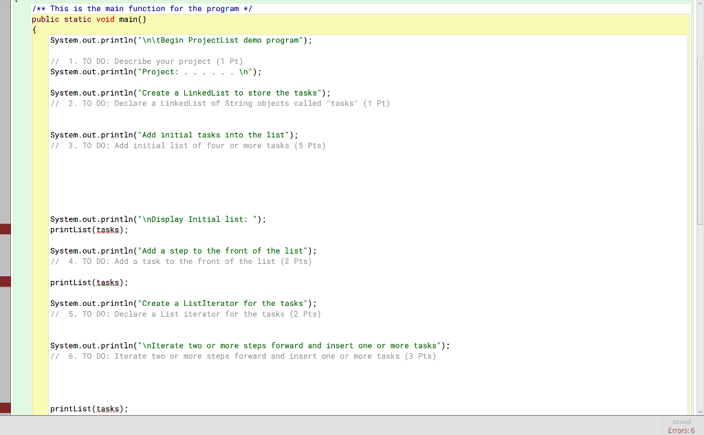 Solved Need help with this java. Need the "to do" | Chegg.com