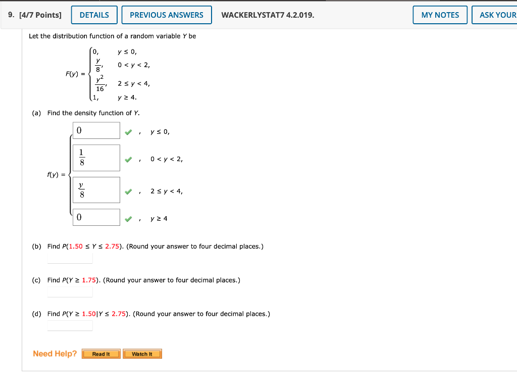 Solved Let the distribution function of a random variable Y | Chegg.com