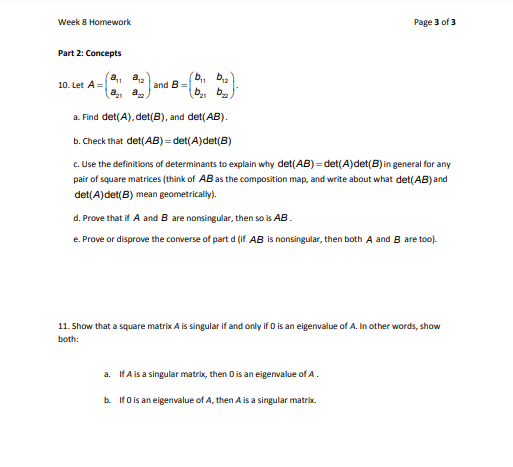 Solved Week 8 Homework Page 3 Of 3 Part 2: Concepts 10. Let | Chegg.com